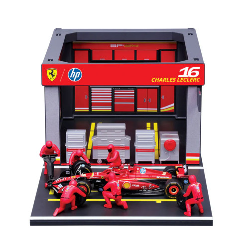 Bburago F1 Ferrari Charles Leclerc 1:43 Scale Pit Pass Diorama