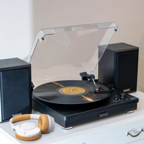 Lenco LS-101 Turntable with Hi Fi Speakers Black
