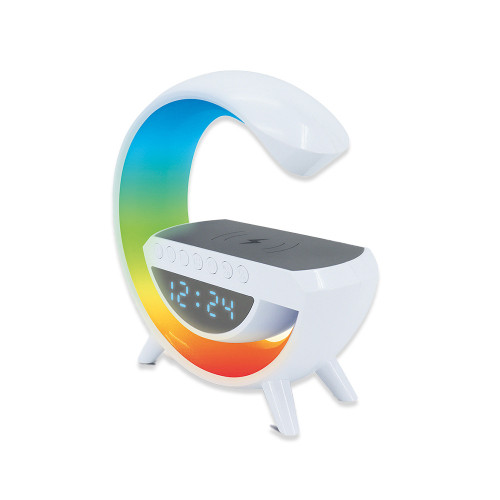 RED5 Light Up Wireless Charging Alarm Clock Speaker White