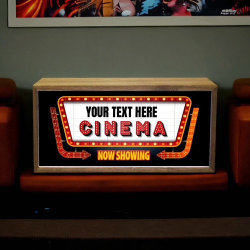 Personalised Light Box Home Cinema Now Showing