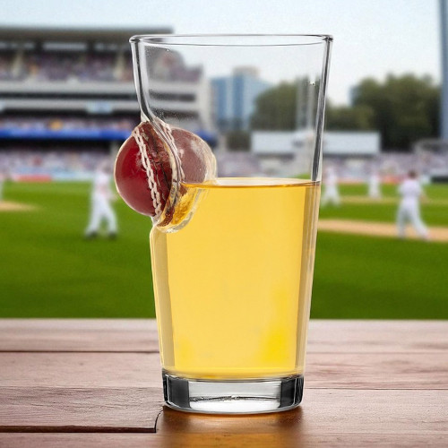 Sports Fan Cricket Ball Beer Glass