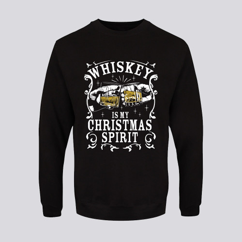 Whiskey Is My Christmas Spirit Black Christmas Jumper