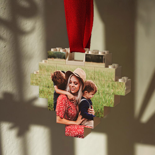 Personalised LEGO Heart Photo Block Puzzle Decoration