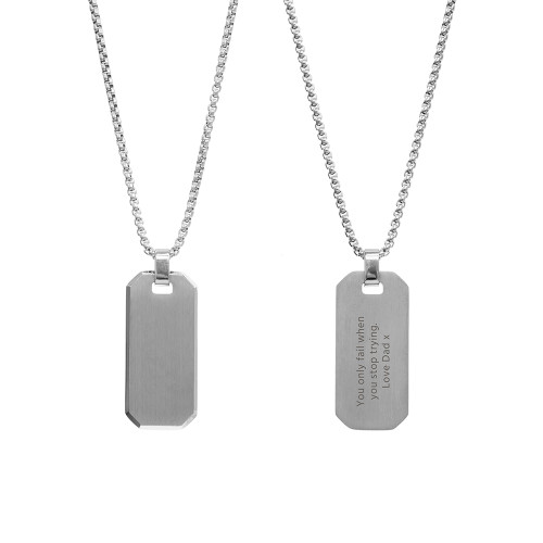 Personalised Men's Metallic Silver Dog Tag Necklace
