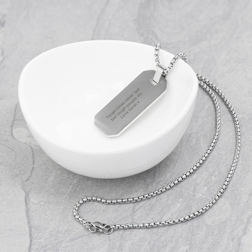 Personalised Men's Metallic Silver Dog Tag Necklace