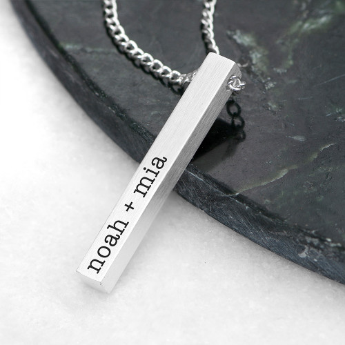 Personalised Men's Metallic Silver Solid Bar Necklace