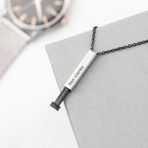 Personalised Men's Hidden Message Capsule Necklace