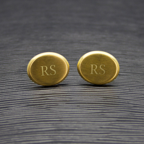 Personalised Men's Gold Plated Oval Cufflinks