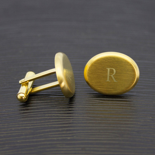Personalised Men's Gold Plated Oval Cufflinks