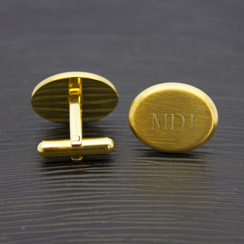 Personalised Men's Gold Plated Oval Cufflinks