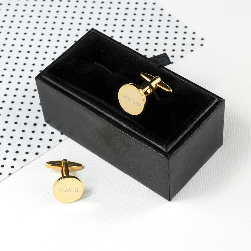 Personalised Gold Plated Round Cufflinks