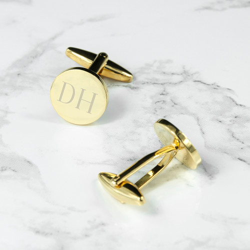 Personalised Gold Plated Round Cufflinks