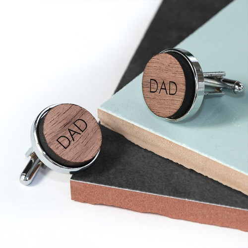 Personalised Monogrammed Round Walnut Cufflinks