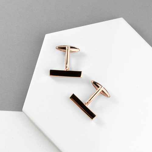 Personalised Rose Gold Plated Bar Cufflinks