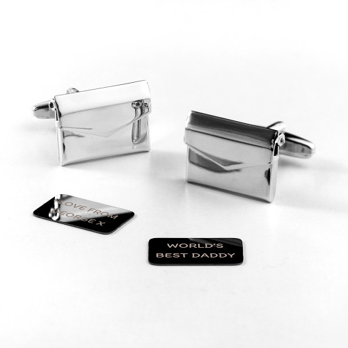 Personalised Silver Plated Secret Message Envelope Cufflinks