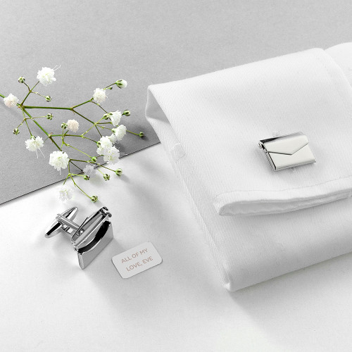 Personalised Silver Plated Secret Message Envelope Cufflinks