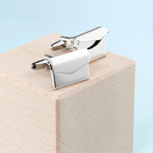 Personalised Silver Plated Secret Message Envelope Cufflinks