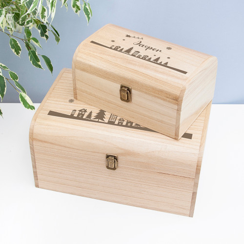 Personalised Christmas Scene Keepsake Chest
