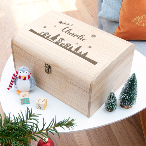 Personalised Christmas Scene Keepsake Chest