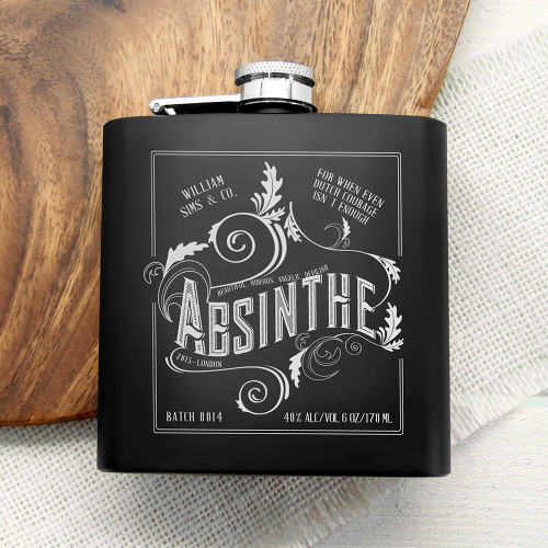 Personalised Absinthe Vintage Hip Flask