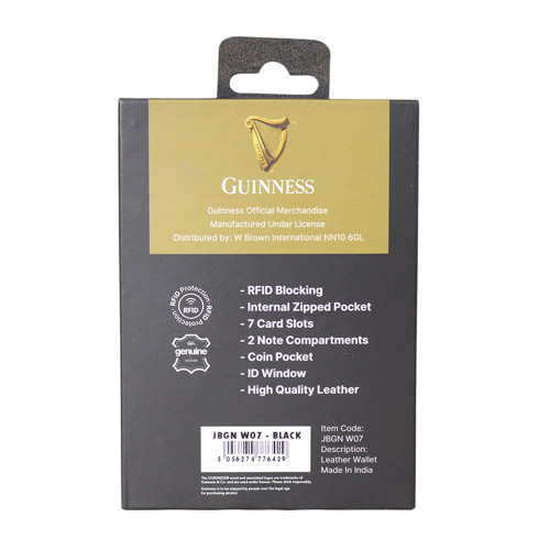 Guinness Leather Wallet with Flip-Over ID Pocket