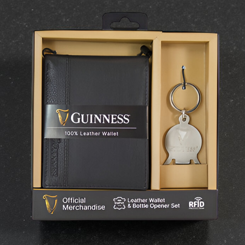 Guinness Leather Wallet with Bottle Opener Key Ring Set