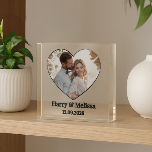 Personalised Photo Heart Glass Plaque