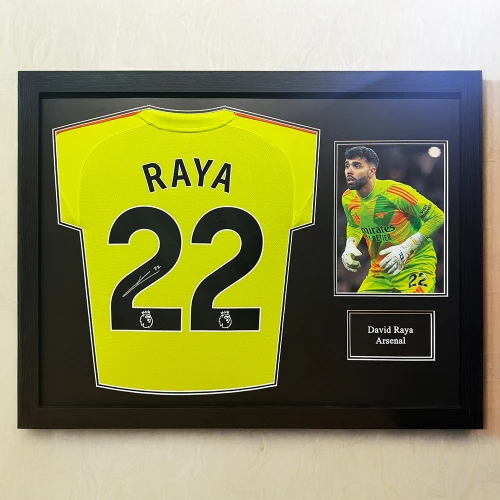 David Raya Signed Arsenal Goalkeepers Shirt - Framed