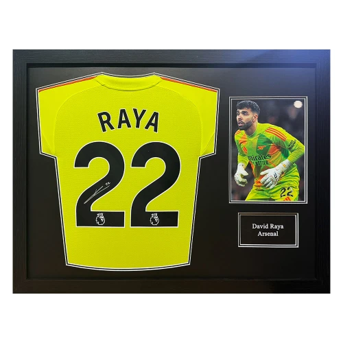David Raya Signed Arsenal Goalkeepers Shirt - Framed