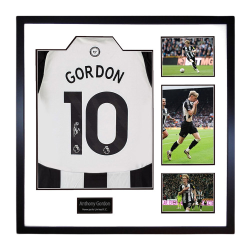 Anthony Gordon Signed Newcastle United Photos Shirt - Framed