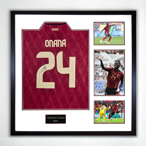 Amadou Onana Signed Belgium Shirt - Framed