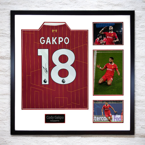 Cody Gakpo Signed Liverpool Photos Shirt - Framed