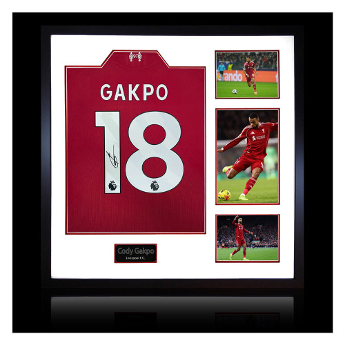 Cody Gakpo Signed Liverpool Photos Shirt - Framed