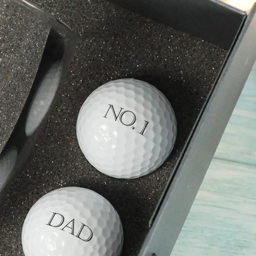 Personalised Best Dad By Par Pint Glass and Golf Balls Gift Set