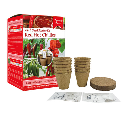 4 in 1 Red Hot Chillies Seed Starter Kit