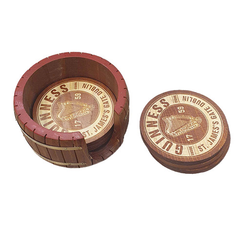 Guinness Wooden Barrel Coasters Set of 6