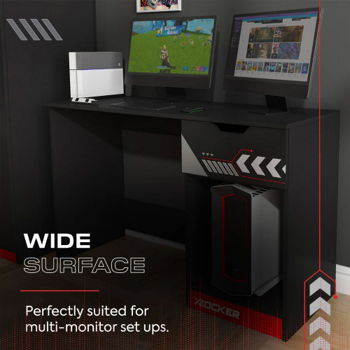 Octane Gaming Desk with Drawer Red