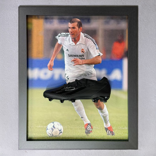 Zinedine Zidane Signed Madrid Boot - Framed