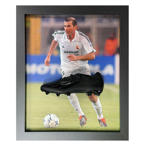 Zinedine Zidane Signed Madrid Boot - Framed
