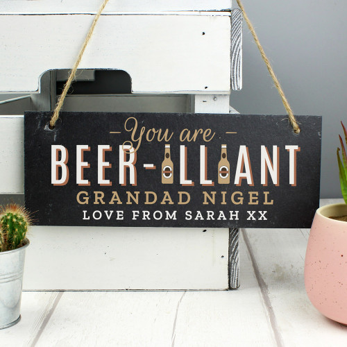 Personalised Beer-illiant Hanging Slate Plaque