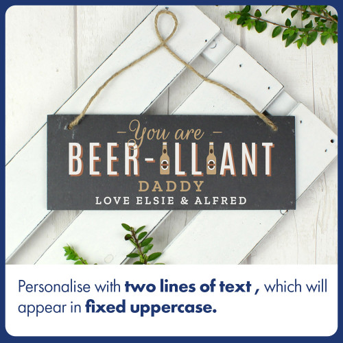 Personalised Beer-illiant Hanging Slate Plaque