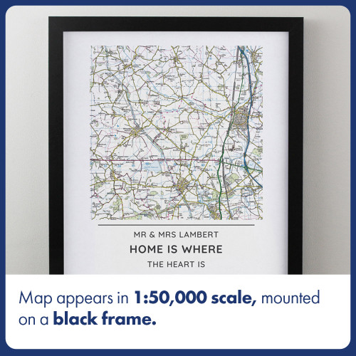 Personalised Present Day Compass Map Framed Poster