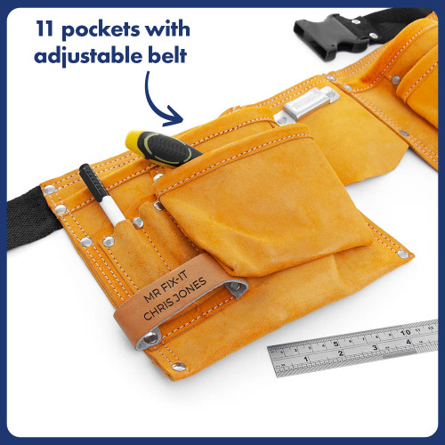 Personalised 11 Pocket Leather Tool Belt