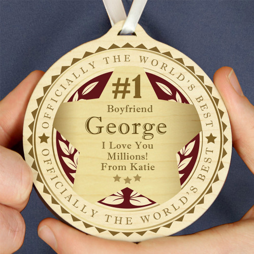 Personalised Number 1 Round Wooden Medal