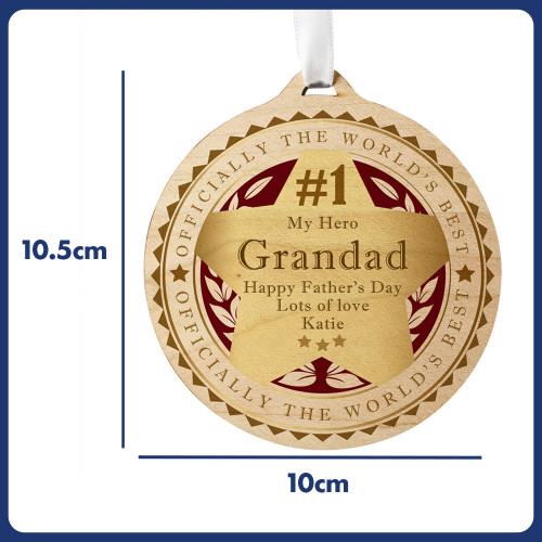 Personalised Number 1 Round Wooden Medal