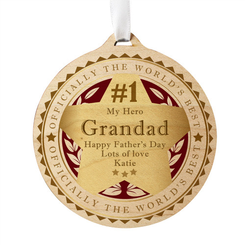 Personalised Number 1 Round Wooden Medal