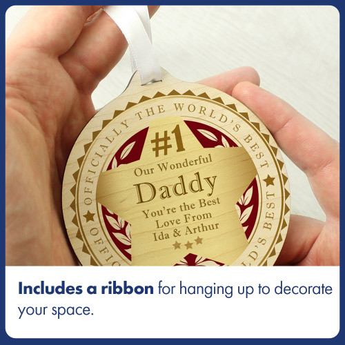 Personalised Number 1 Round Wooden Medal