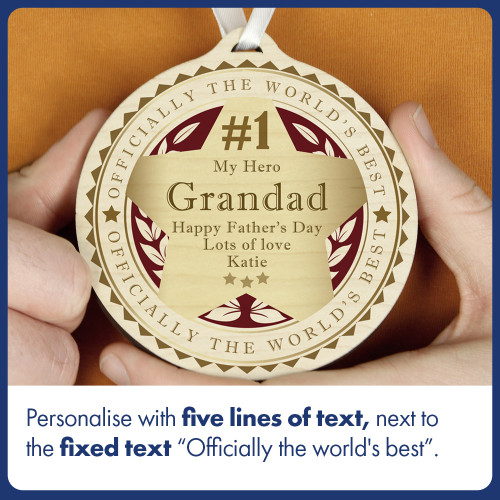 Personalised Number 1 Round Wooden Medal