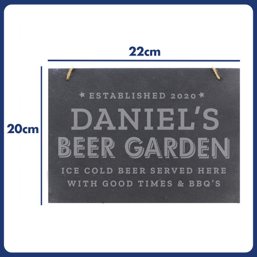 Personalised Beer Garden Hanging Large Slate Sign