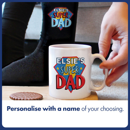 Personalised Super Dad Mug & Socks Set